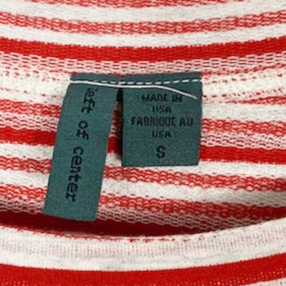 Anthropologie Left of Center Shirt Womens Small Red Gray Striped Long Sleeve Top - Picture 5 of 7